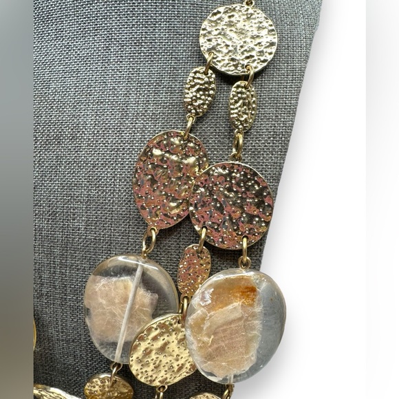 Graziano Gold Tone Lucite Mica Flake Multi Strand Adjustable Necklace - Picture 2 of 8